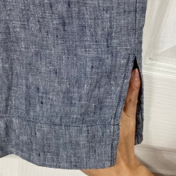 NWOT SIGRID OLSEN Pants L Linen Wide Leg Chambray Slit Sides Pull On 2 Pocket - Picture 5 of 10